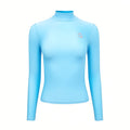 COPERNI BLUE HIGH NECK LONG SLEEVE STRETCH TOP - SIZE XS