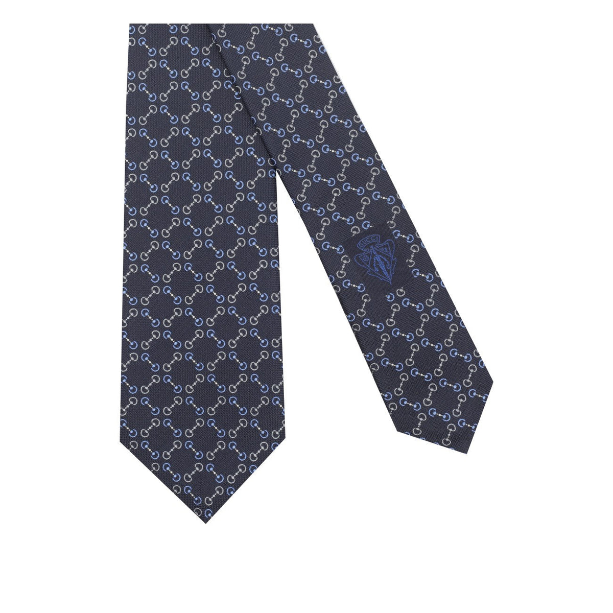 Gucci Men Jacquard Silk Tie With Clamp