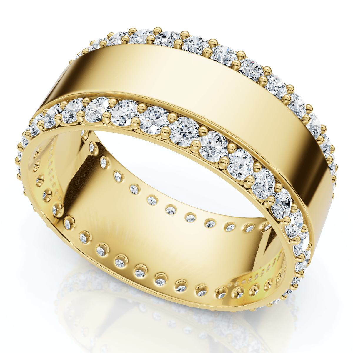 1Ct Lab Grown Diamond Ring Mens Textured Wedding 8mm Band White or Yellow Gold