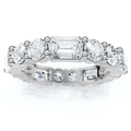 5 3/4 Ct Emerald & Round Diamond Eternity Ring 14k Gold Lab Grown Stackable Band
