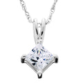 1/4ct Princess Cut Solitaire Diamond Pendant 14K White Gold