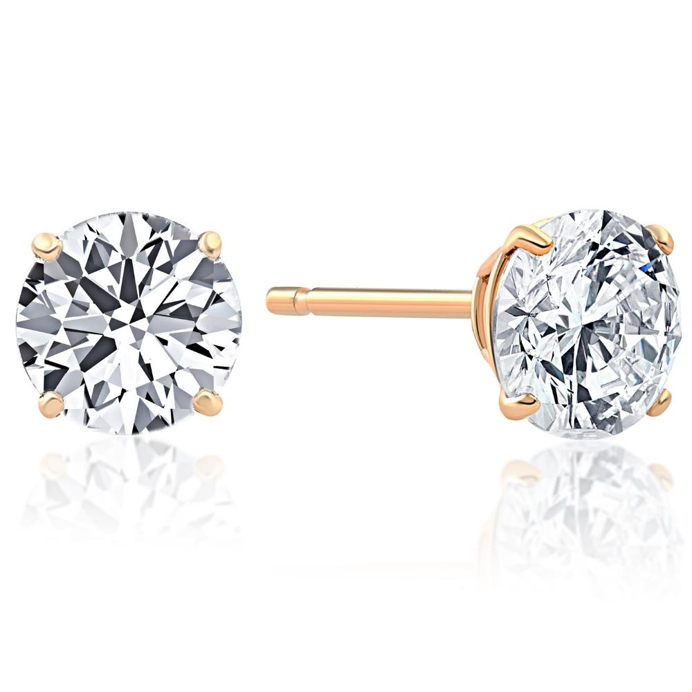.50Ct Round Brilliant Cut Natural Quality VS2-SI1 Diamond Stud Earrings in 14K Gold Basket Setting