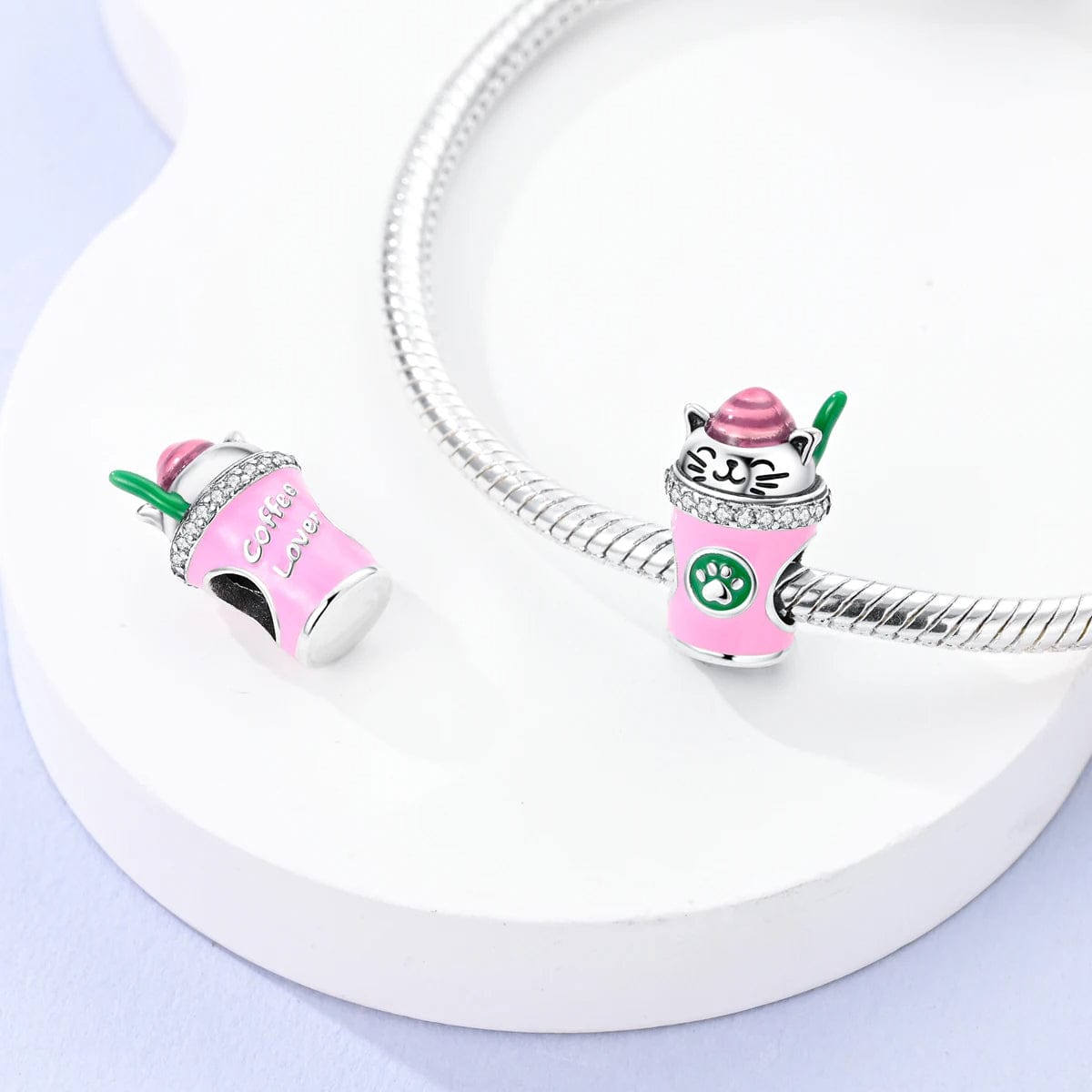 Lucky Cat Coffee Cup Charm