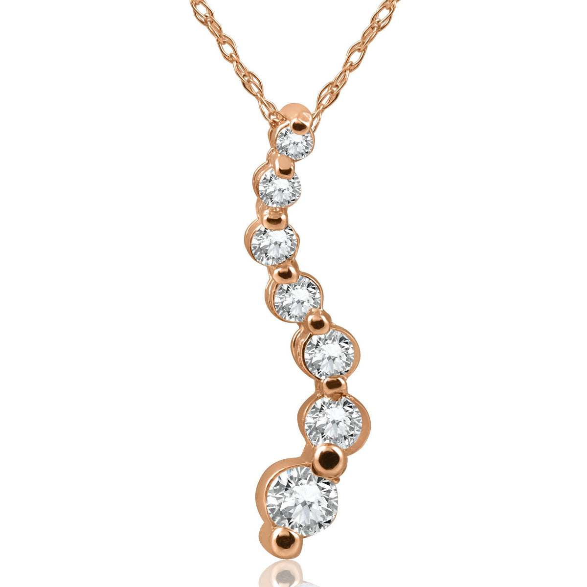 1/2ct Diamond Journey Pendant 14K Rose Gold Womens Jewelry Necklace