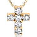 1ct Diamond Cross Pendant 14K Yellow Gold 1/2" Tall