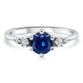 1Ct TW Blue Sapphire & Diamond Ring 14k White Gold Lab Grown