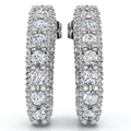 1/2ct Vintage Pave Huggie Hoops Earrings 14K White Gold
