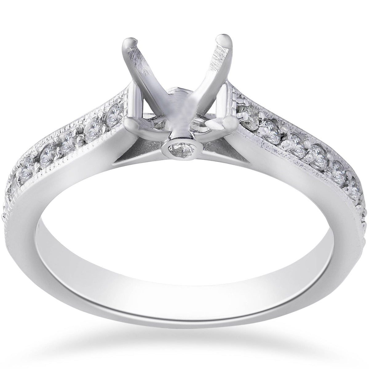 1/3ct Diamond Engagement Semi Mount Ring 14K White Gold Size Selectable