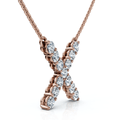 1Ct Diamond Initial "X" Pendant 14k Gold 18" Necklace Lab Grown 5/8" Tall