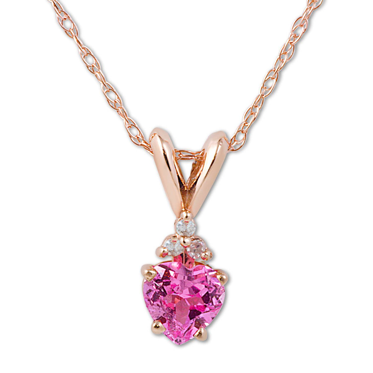 1/2ct Diamond & Pink Sapphire Heart Pendant in 14K Yellow, White, or Rose Gold