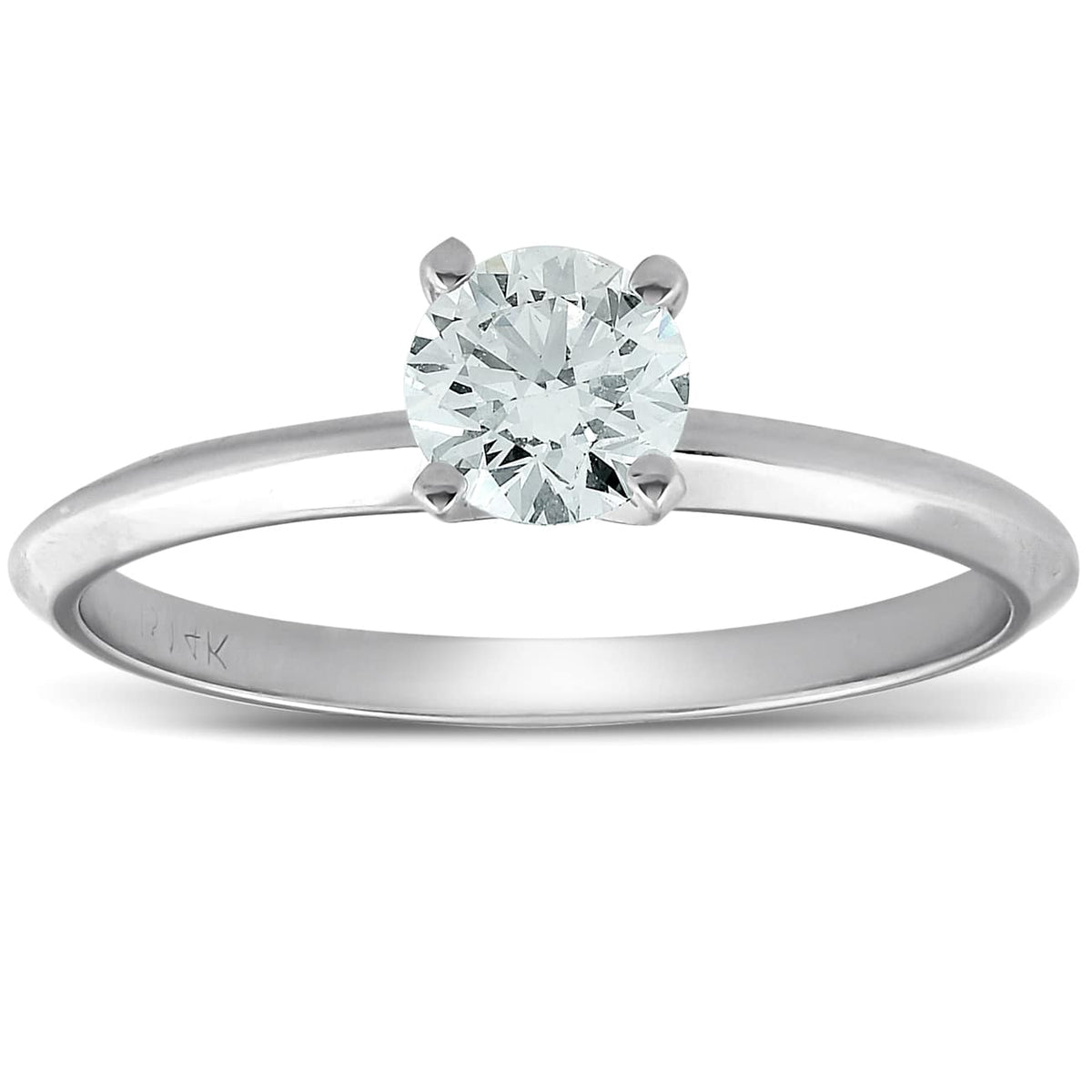1/3ct Round Solitaire Diamond Engagement Ring 14K White Gold Size: 6.5