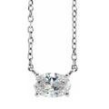 1/3Ct Oval Shape Sideways Solitaire Diamond Necklace in White or Yellow Gold