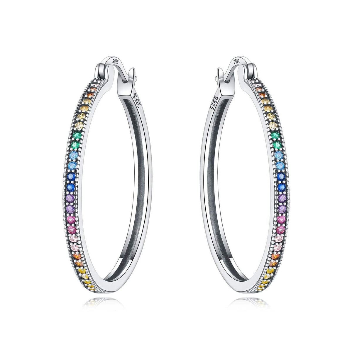 Rainbow Gemstone Hoop Earrings