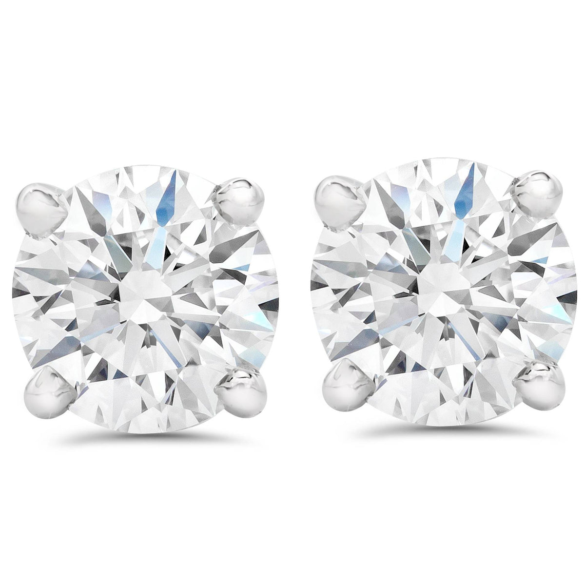 2 1/2 ct Round Diamond Screw Back Studs in 14k White Gold Enhanced