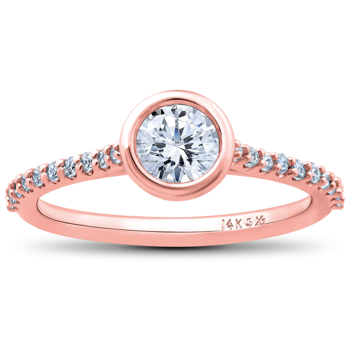 1ct Charlotte Diamond Engagement Ring 14k Rose Gold Lab Grown Bezel Round