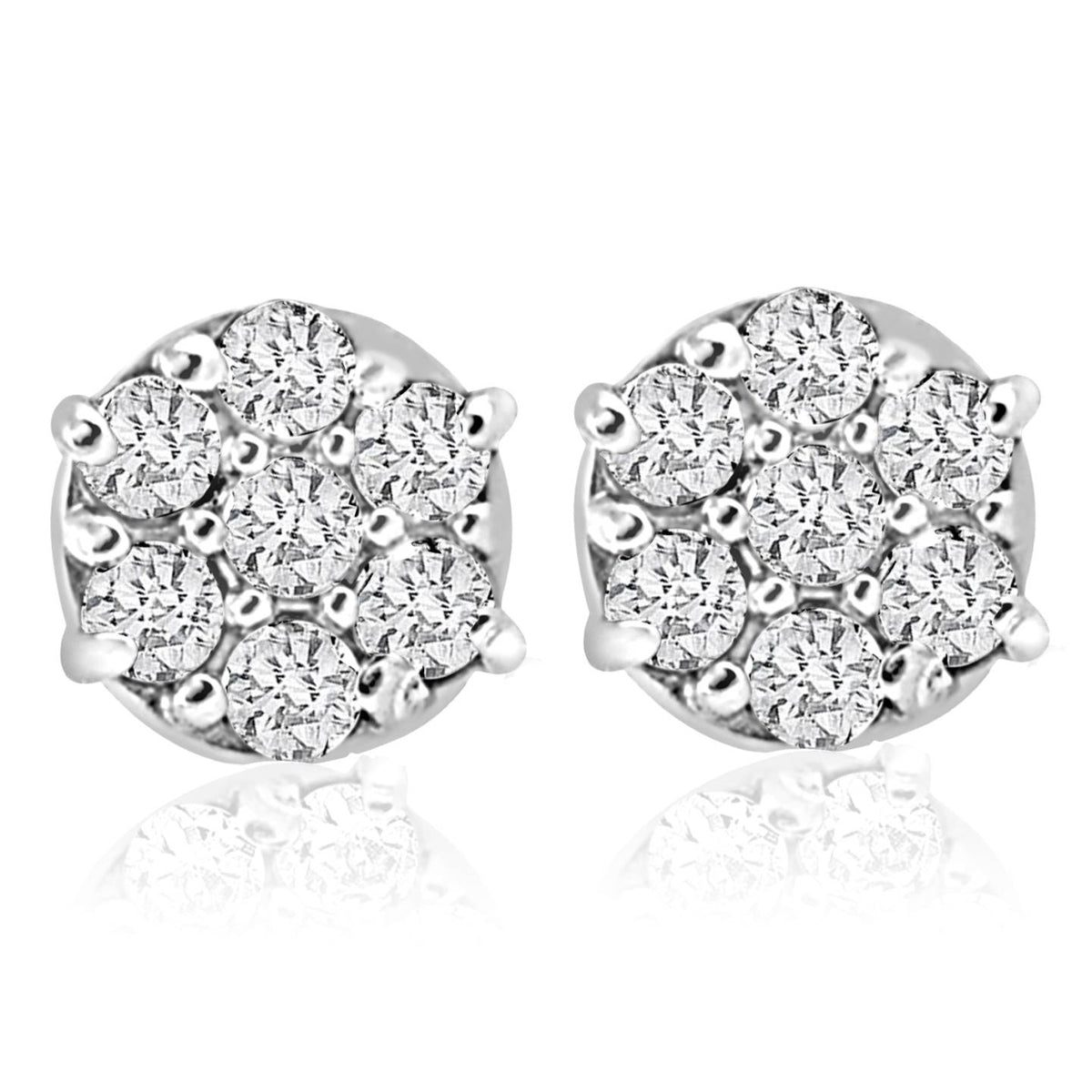 1/4cttw Diamond Cluster Womens Studs in 10k White Gold