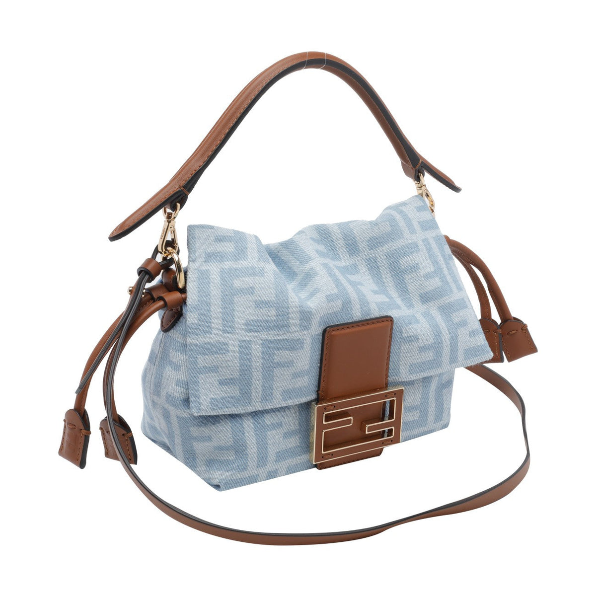 Fendi Women Small Mamma Baguette Denim Mini Bag