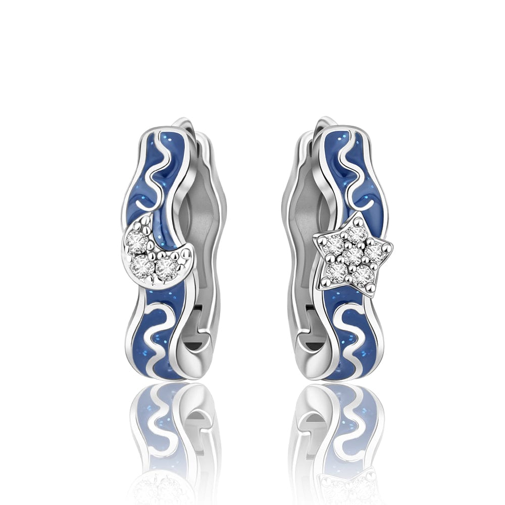 Star & Moon Huggie Earrings with Enamel