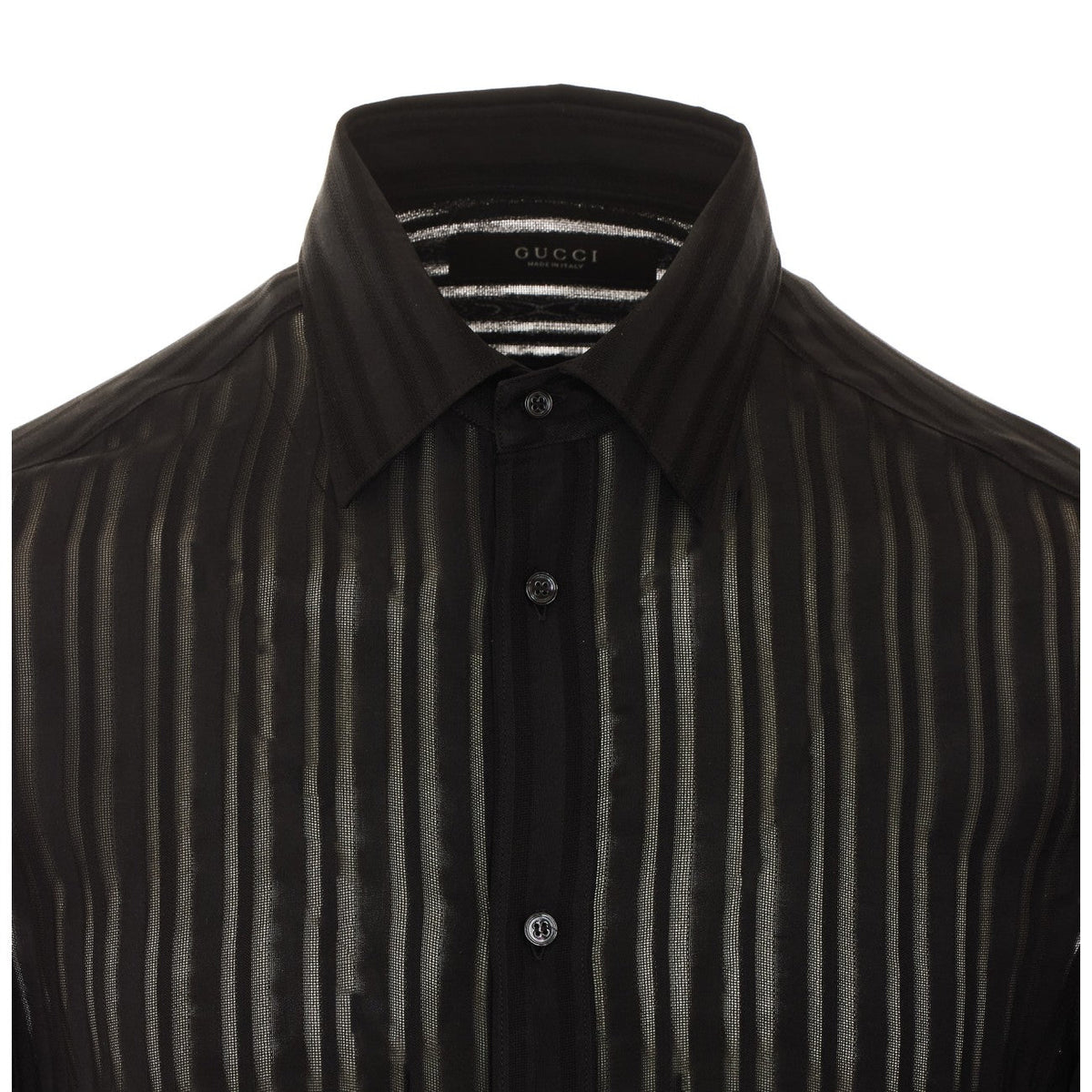 Gucci Men Striped Silk Gauze Shirt