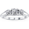 1ct Three Stone Diamond Ring 14K White Gold Size Selectable