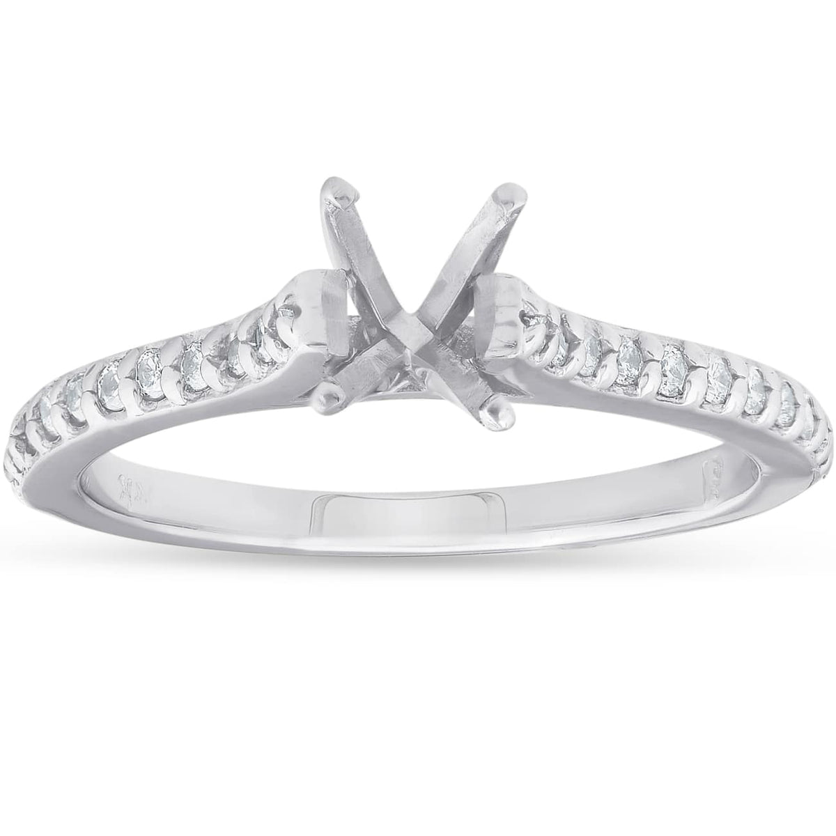 1/4ct Diamond Engagement Ring Setting 14K White Gold Size Selectable