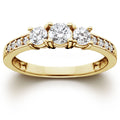 1ct Diamond Three Stone Ring 14K Yellow Gold Size Selectable