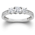 1ct Diamond Three Stone Ring 14K White Gold Size Selectable