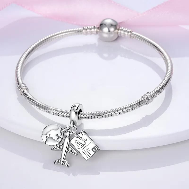 Travel the World Plane Postcard Charm