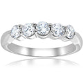 1/2ct Round Diamond Wedding Ring 14K White Gold Five Stone Size Selectable