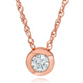 1/4 Ct Diamond Solitaire Bezel Pendant in 14k White, Rose, Or Yellow Gold