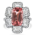 10.72Ct Tourmaline Diamond Ring 14k White Gold Lab Grown Size: 6.5