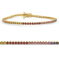 14k Yellow Gold Ombre Round Cut Rainbow Women's Tennis Bracelet 7" Size: 7