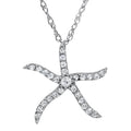 1/4ct Diamond Starfish Pendant 10K White Gold W/ 18" Chain