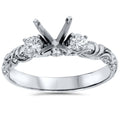 1/4ct Vintage Style Engagement Ring Setting 14K White Gold Size Selectable