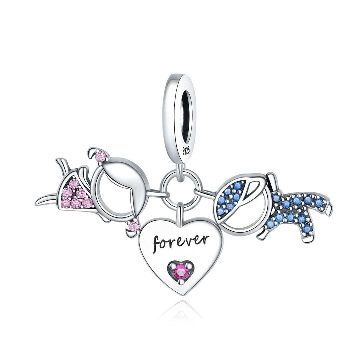 Women & Men Forever Heart Triple Dangle Charm