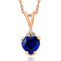 1/2ct Diamond & Blue Sapphire Heart Pendant 10K Rose Gold