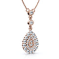 1/2Ct Pear Shape Dangle Bezel Penant Gold Necklace 1" Tall Lab Grown