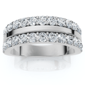 1Ct Diamond Wedding Double Row Anniversary Ring Gold Lab Grown