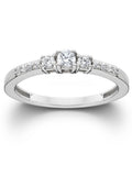 1/2ct Three Stone Round Diamond Engagement Ring 14K White Gold Size Selectable